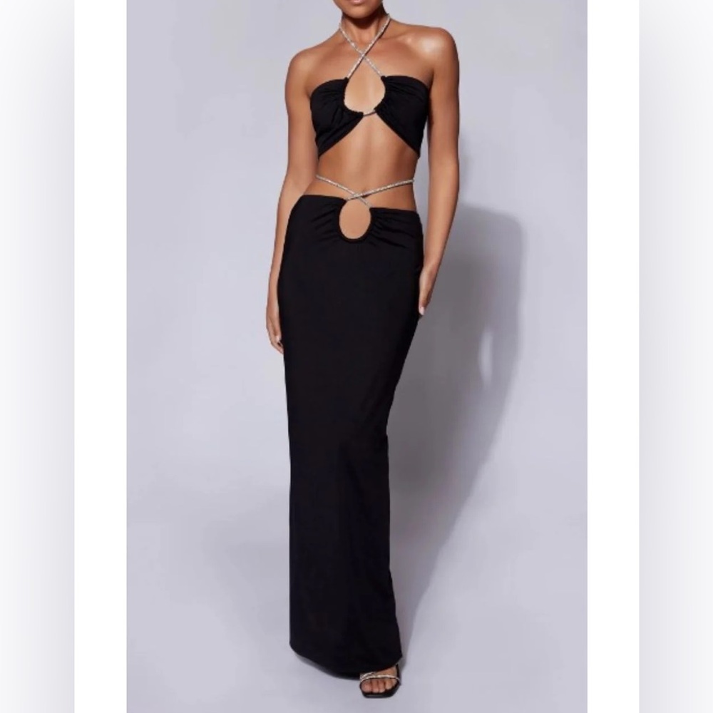 Elegant Black Cutout Maxi Dress